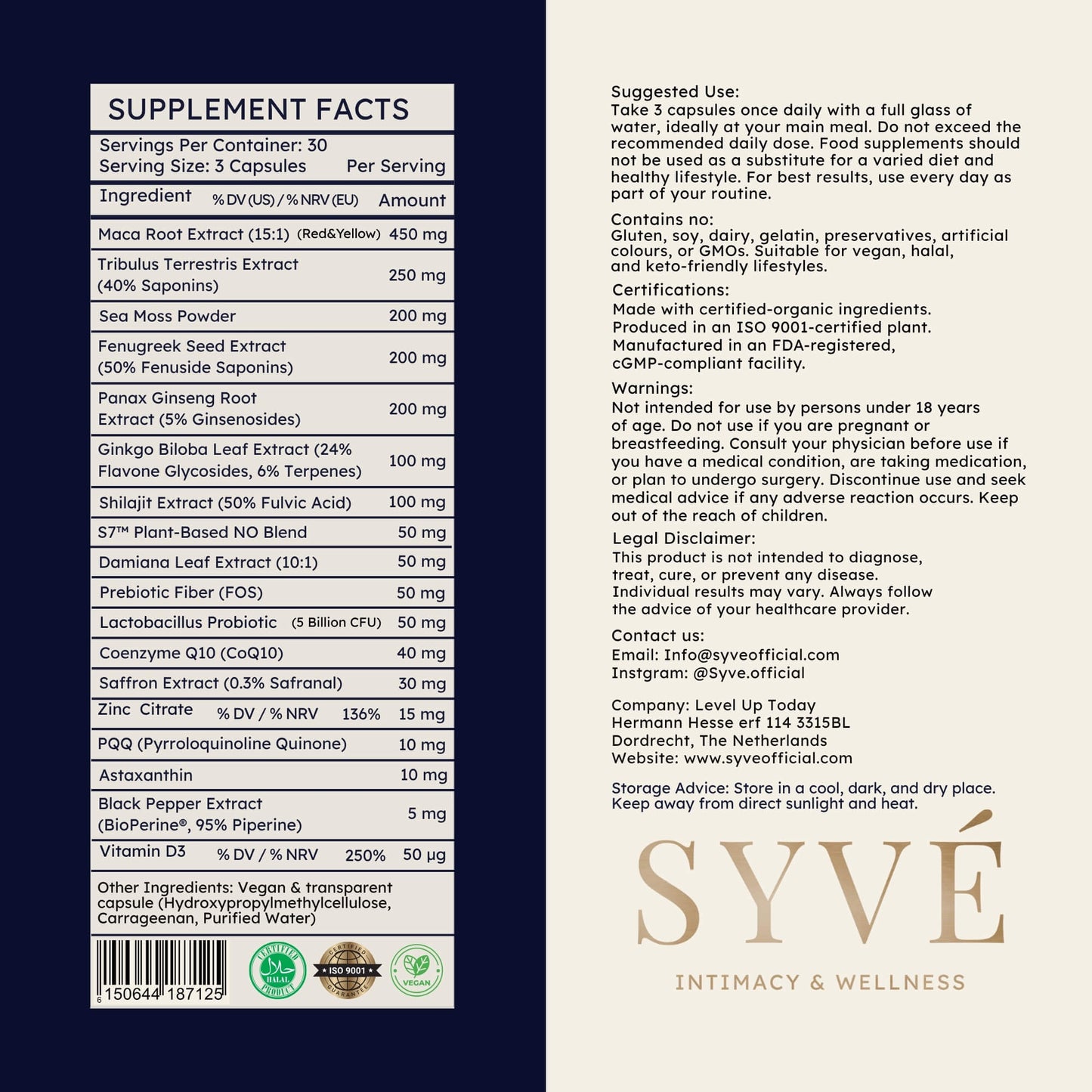 Red and yellow maca root extract in SYVÉ 18 supporting hormone harmony and natural curves