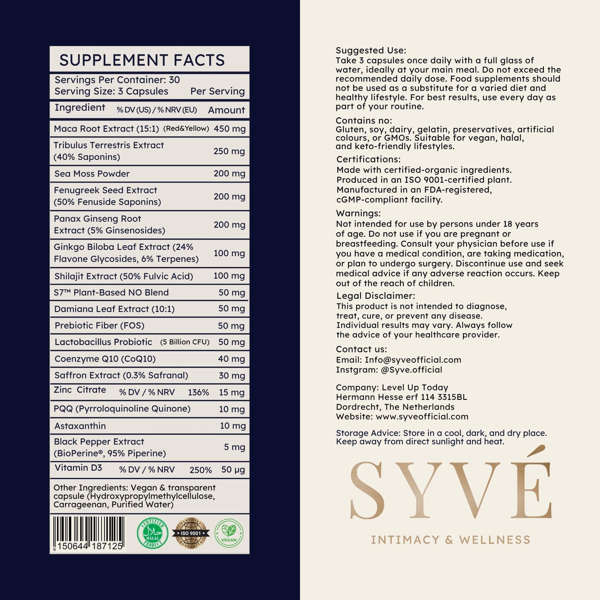 Red and yellow maca root extract in SYVÉ 18 supporting hormone harmony and natural curves