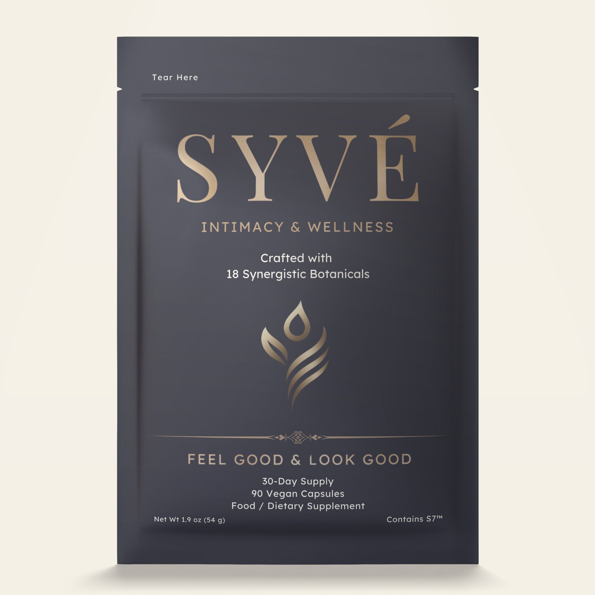 SYVÉ 18 front pouch – vegan libido booster and hormone balance capsules for women and couples