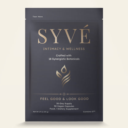 SYVÉ 18 front pouch – vegan libido booster and hormone balance capsules for women and couples